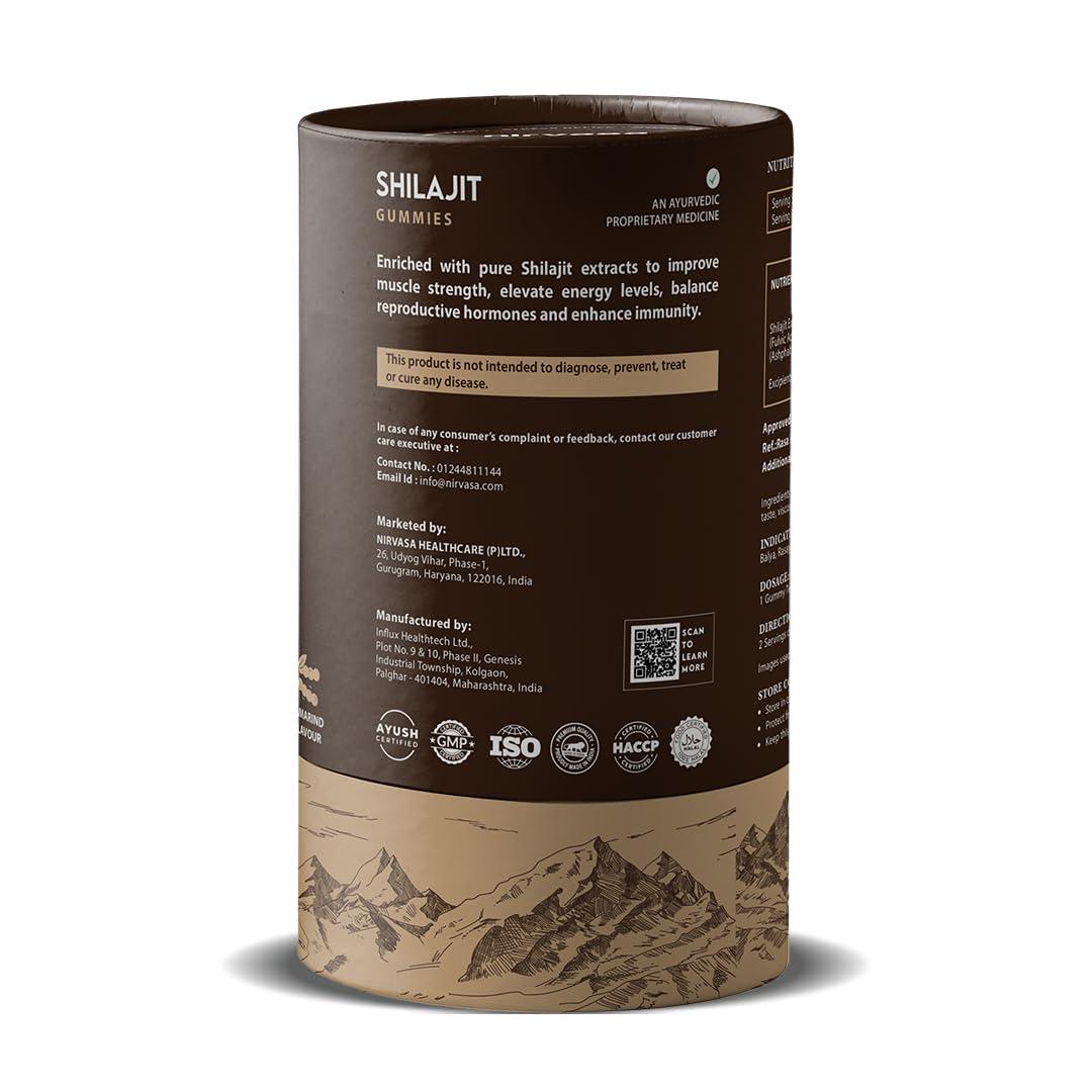 Nirvasa Nirvasa Shilajit Plus Gummies | Original Shilajit To Improve Strength, Stamina & Endurance | Tamarind Flavour | 60 Shilajit Gummies (Pack of 1)