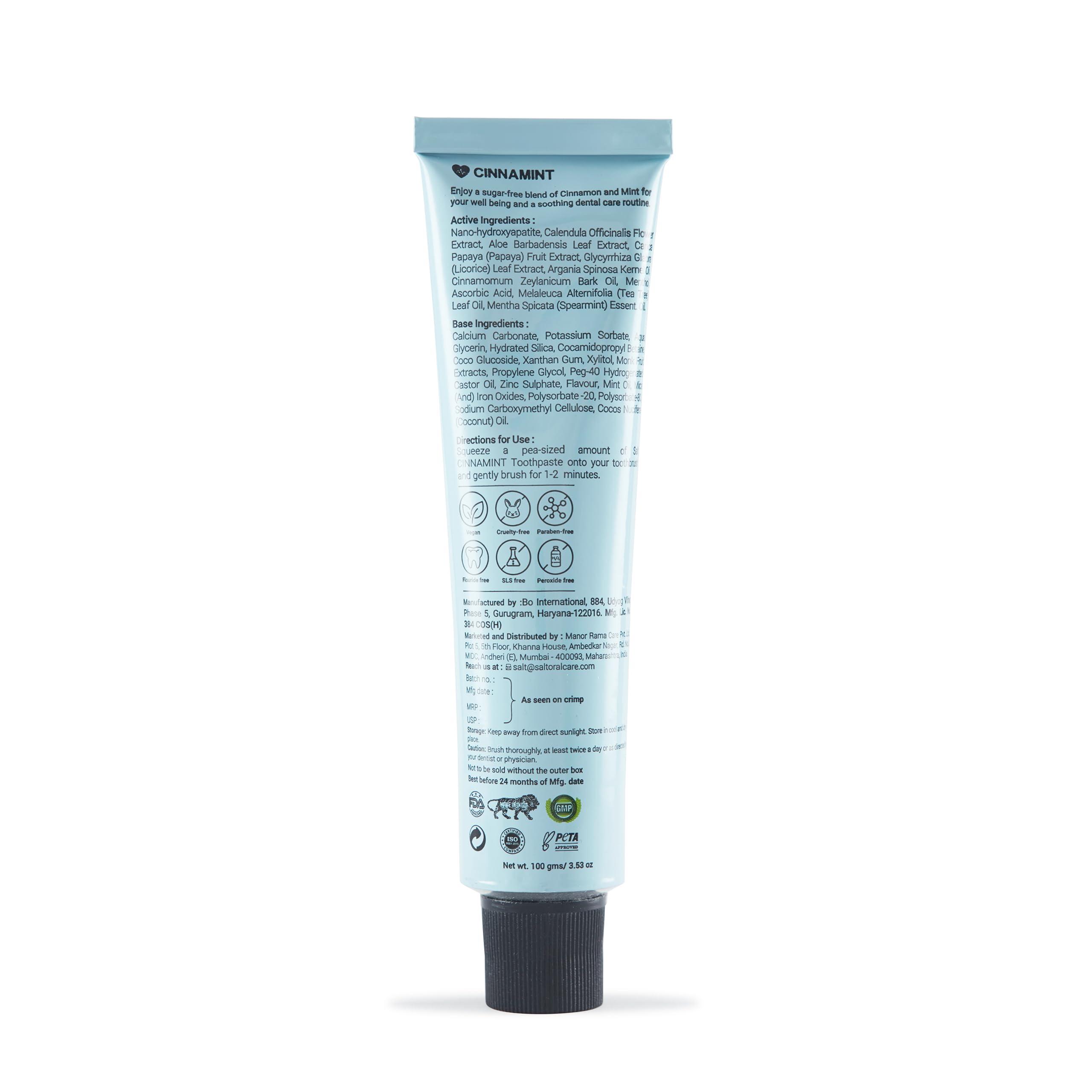 Salt Salt. Oral Care Cinnamint - Diabteic Friendly Toothpaste 100gms