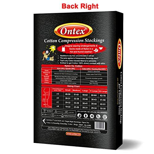 Ontex ONTEX Cotton Compression Stockings for Varicose Veins Class 2 | Compression Socks for Women & Men | Varicose Vein Stockings | vericose socks for women | Thigh Length - X-LARGE