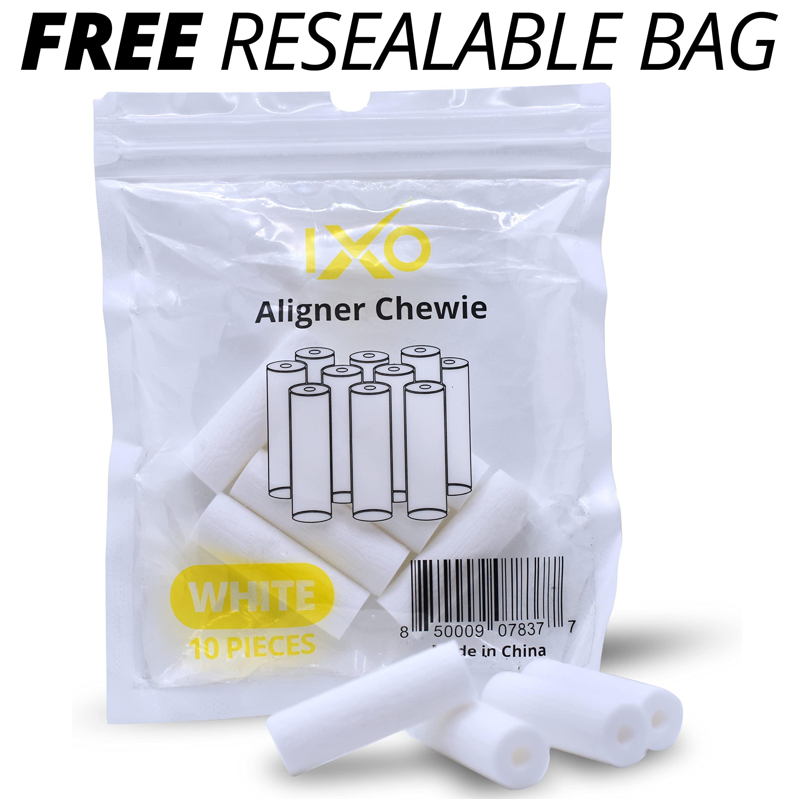 IXO IXO Aligner Seater Chewies for Invisalign Aligners, Unscented, Bulk Pack in Resealable Bag (10 PCs) (White)