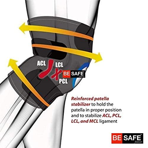 BESAFE Forever BESAFE Forever Knee Cap Support Band for Elderly Old Men and Women Open Patella Pain Relief Knee Brace, Single, Large, Black