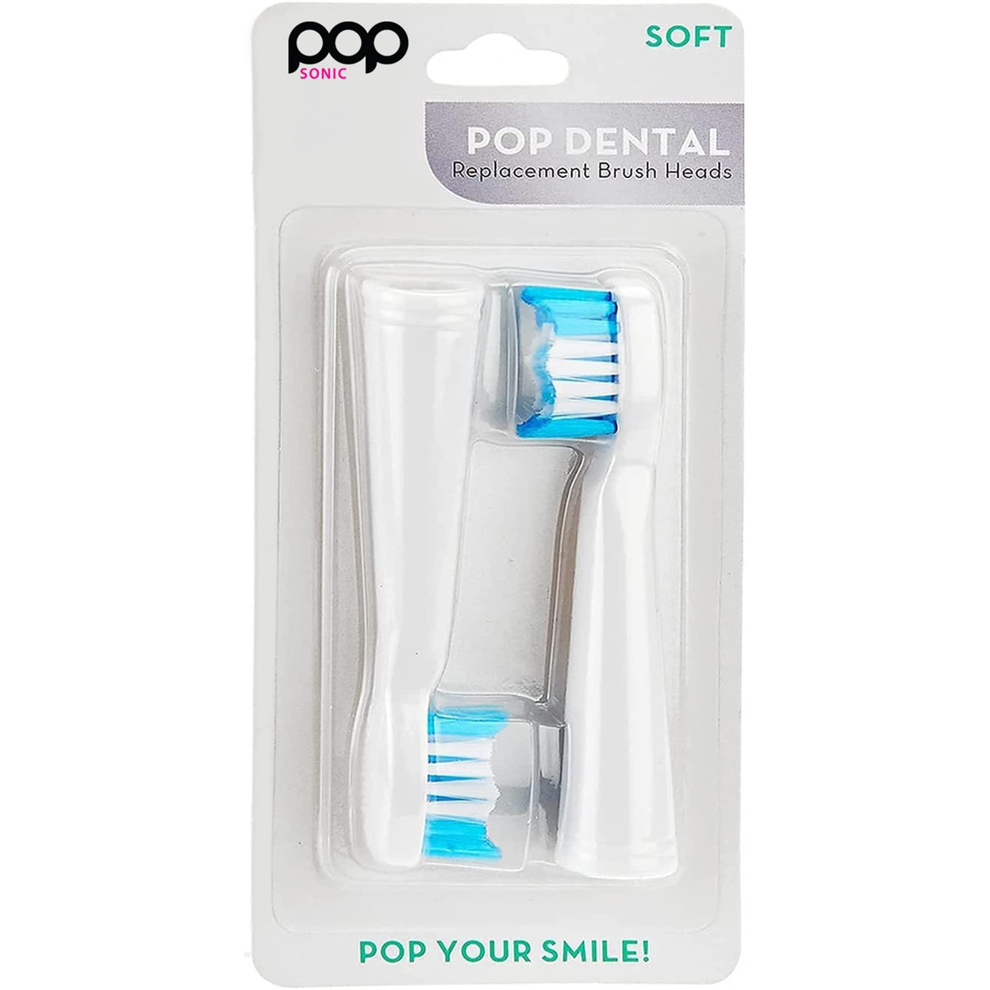Pop Sonic Pop Sonic Replacement Toothbrush Heads Fit\'s with Go Sonic USB Sonic & Pro Sonic Toothbrushes - Pack of 2