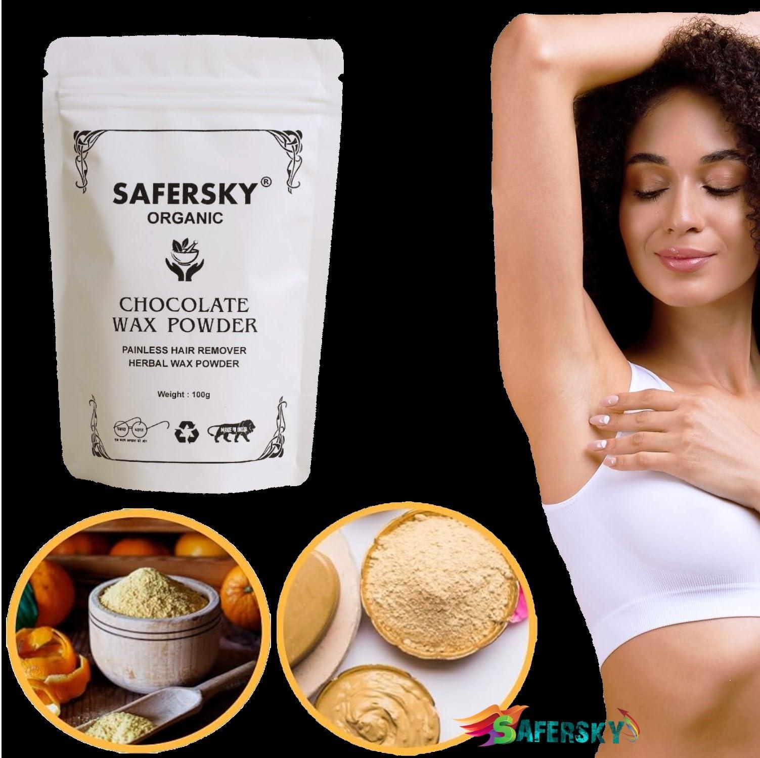 SAFERSKY SAFERSKY Herbal Body Wax Powder for Hair Removal | Chocolate Flavours For Hair Remover Wax Powder | Painless Hair Removal Wax Powder | Zero irritation | No Side Effects | Hair Removal Powder For All Hair & Skin Types Bikini Area Organic Hair Removal
