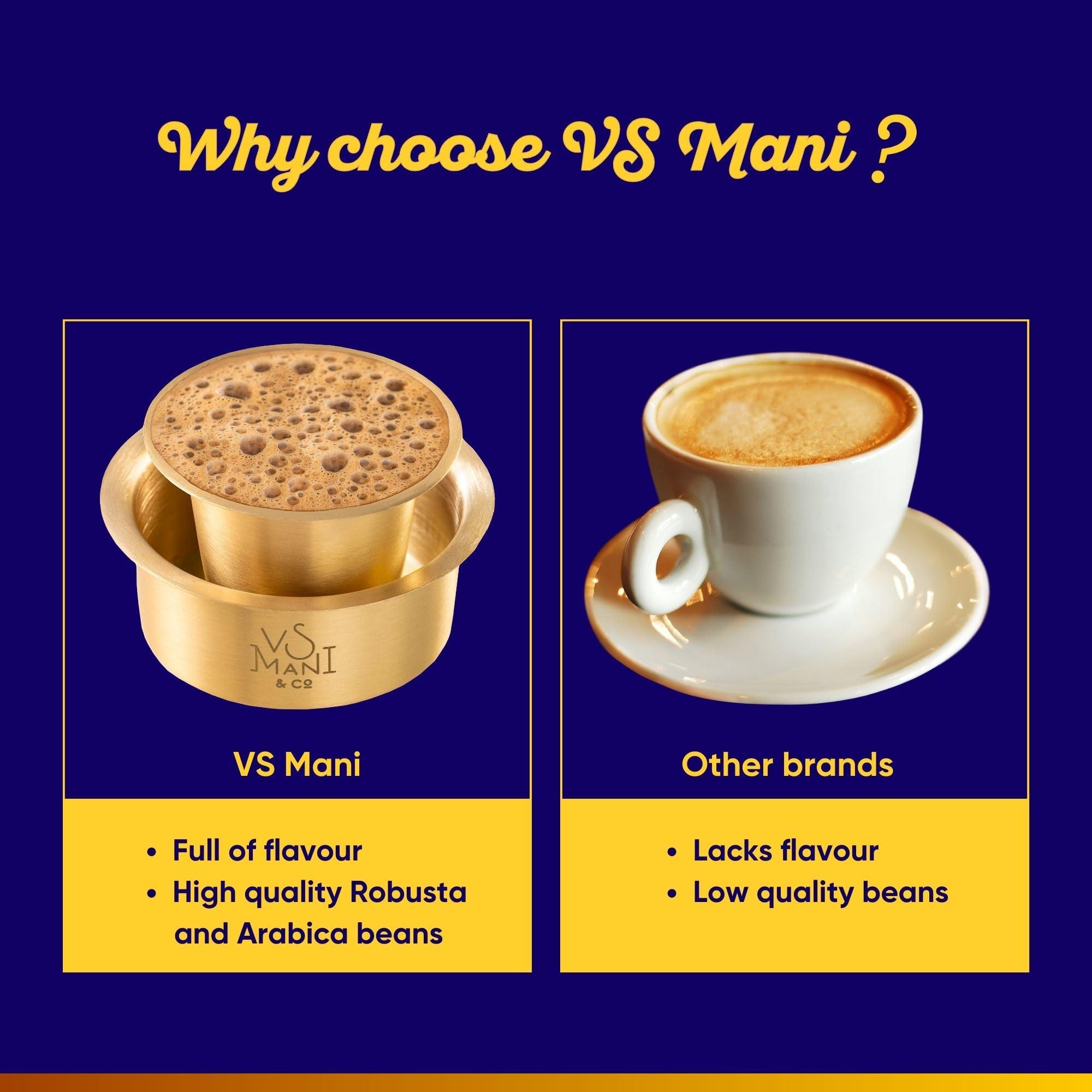 VS MANI & CO. VS Mani & Co Signature Instant Coffee Powder - Pack of 1 (100 gm) Makes 60 Cups - 60% Coffee and 40% Chicory - Strong and Aromatic Signature Instant Coffee, No Added Preservatives | Sugar |Flavours