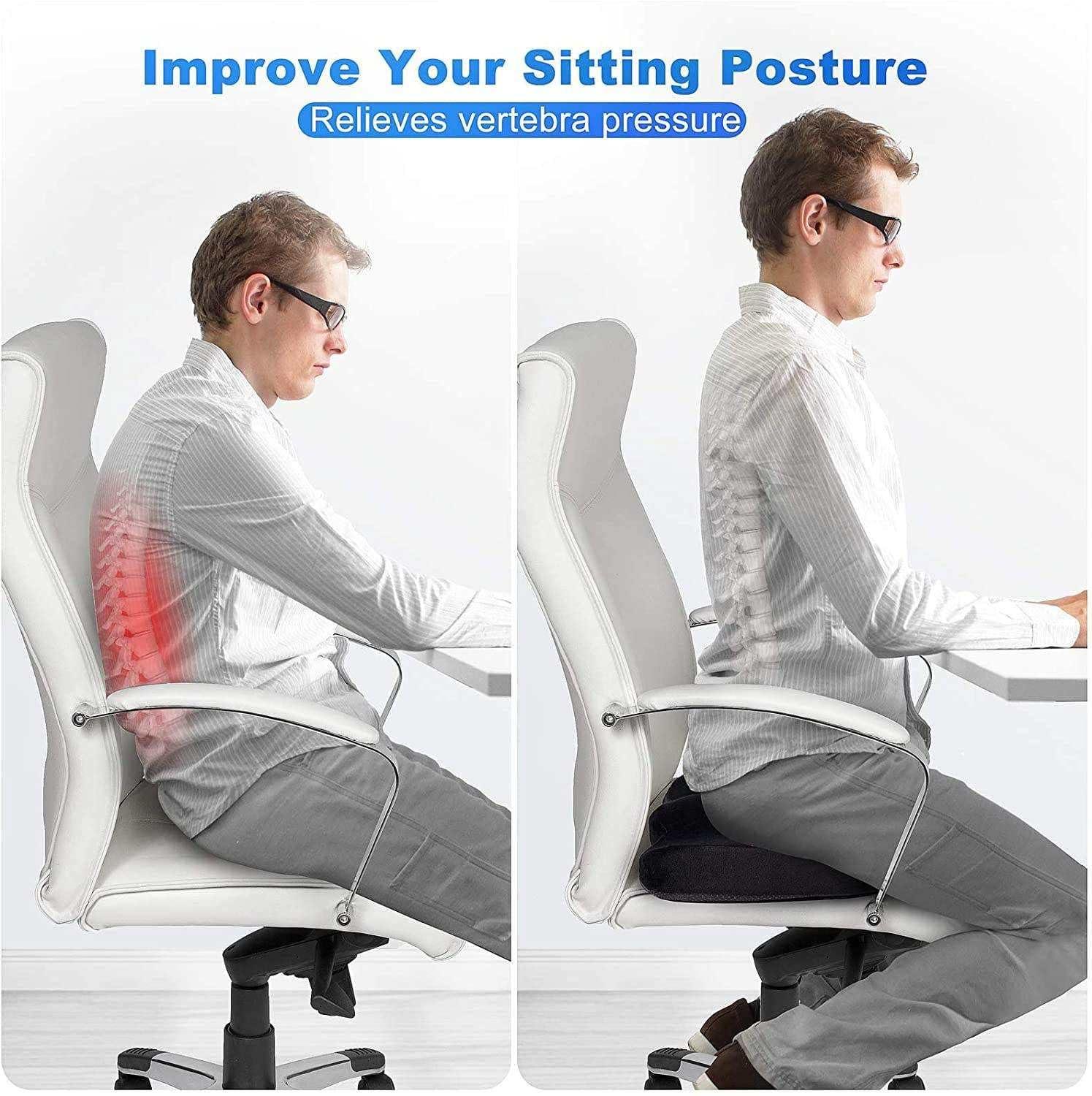 SARTE SARTE Car Seat Cushion Thigh Support for Car Seat Long & Comfortable Drive U-Cut Out Seat Cushion for Car Driving Seat Memory Foam Chair Cushions for Office Chair & Wheelchair (L-Size, Mesh Black)