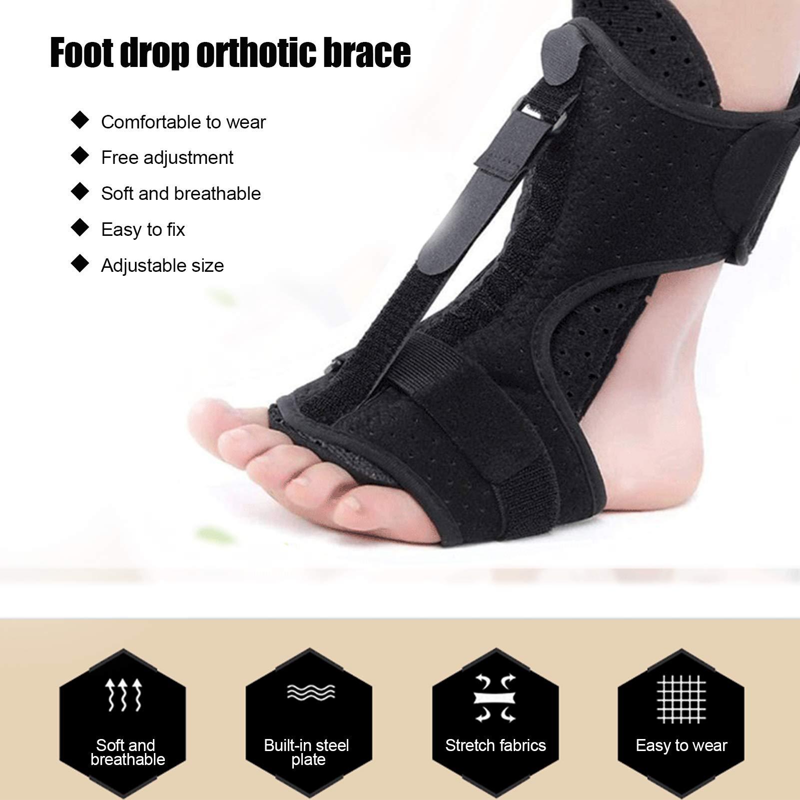 LZMY Foot Brace, Adjustable Foot Drop Orthotic Brace Breathable 14.6 X 12.6 X 9.1in for Postoperative Recovery for Plantar Fasciitis Stretching