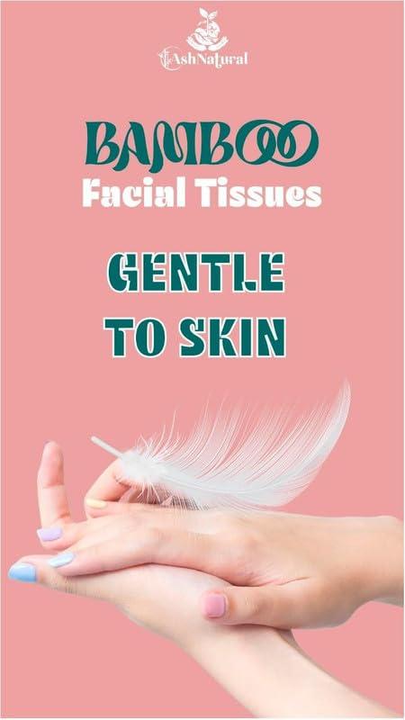 AshNatural AshNatural Bamboo Facial Tissue (Pack of 12) 1200 Pulls 2-Ply, 100% Bamboo|Disposable and Eco-friendly Tissue|Tree-Free Solution, Skin Friendly & Unbleached 1200 Pulls