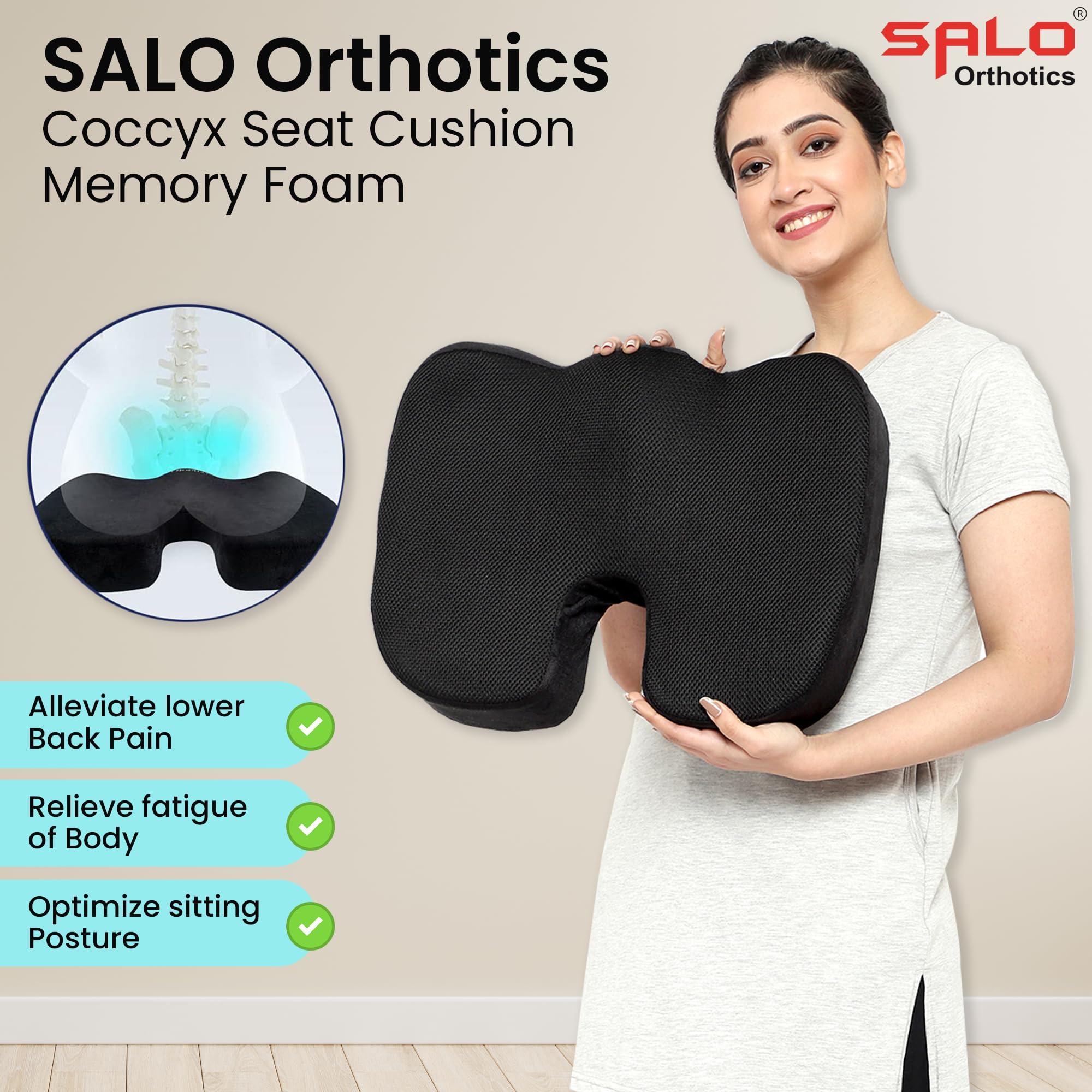SALO Orthotics SALO Orthotics Coccyx Cushion for Tailbone & Lower Back Pain Relief - Sciatica & Muscular Stress Seat Pillow - Ergonomic Hip Support (Memory Foam)
