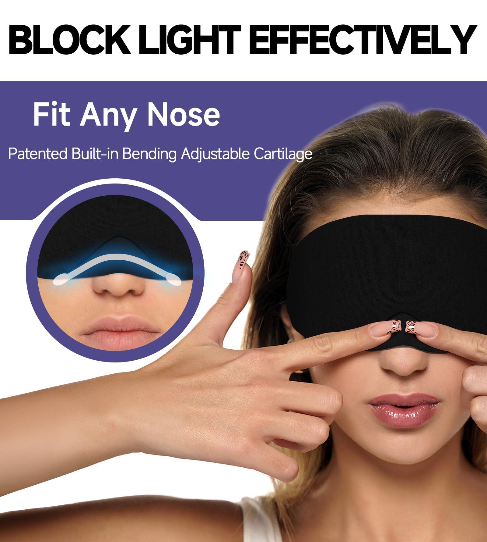 Mavogel Mavogel Cotton Sleep Eye Mask - Updated Design Light Blocking Sleep Mask, Soft and Comfortable Night Eye Mask for Men Women, Eye Blinder for Travel/Sleeping/Shift Work, Includes Travel Pouch, Black