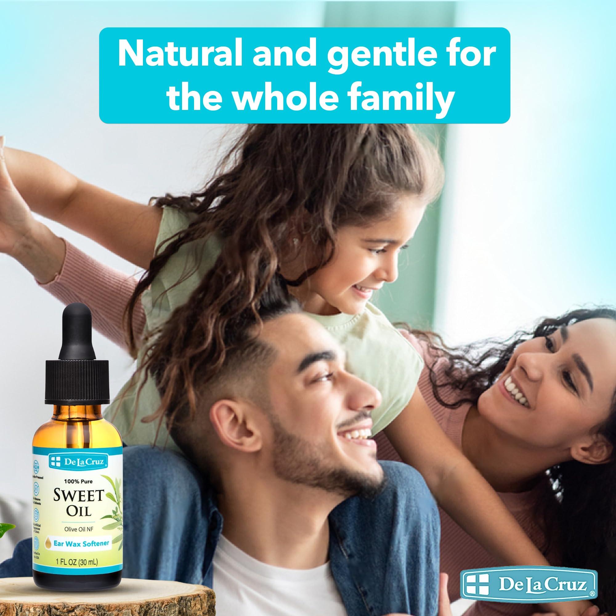 De La Cruz De La Cruz 100% Pure Sweet Oil, for Softening Ear Wax, Bottled in USA, 1 FL. OZ.