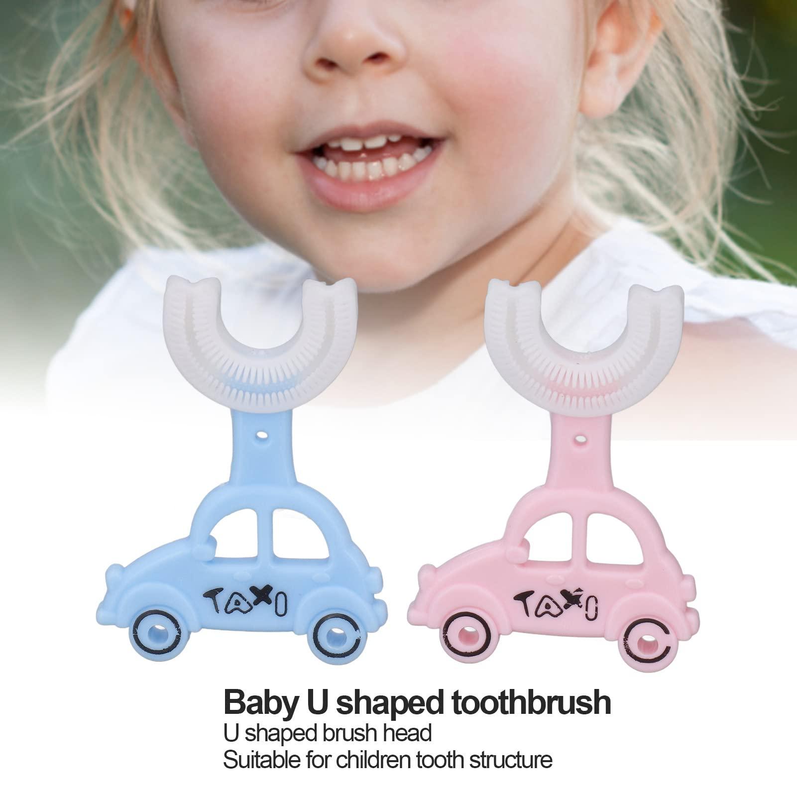 JUMZ U-shaped toothbrush Two cute cartoon car-shaped silicone toothbrushes for traveling home
