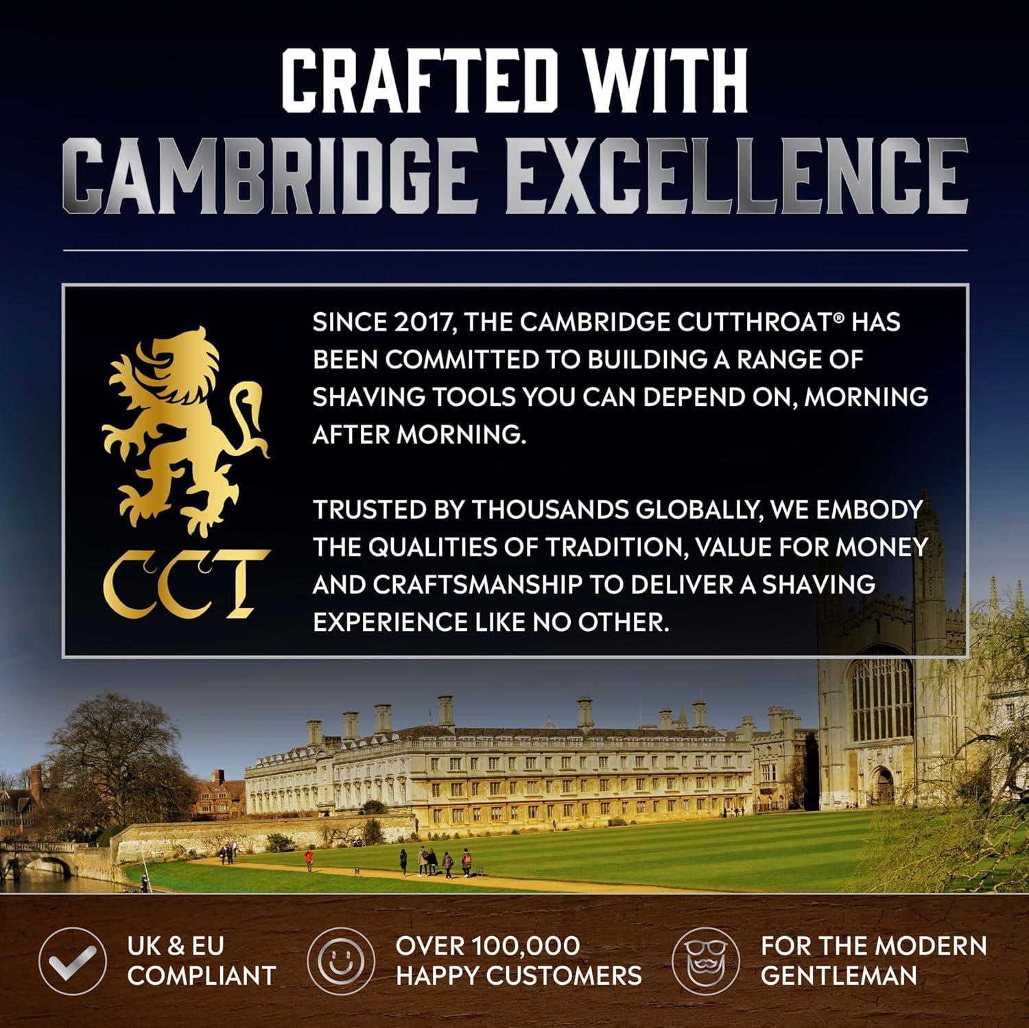 The Cambridge Cutthroat The Cambridge Cutthroat Men\'s Cut Throat Shaving Straight Swing Lock Razor - Travel Pouch and Cotton Kit Bag Included - Perfect Male Grooming Accessory