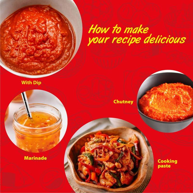 EXOTASTE Exotaste Premium Red Chilli Paste prepared from purely natural red chilli, ready to cook & to instantly add intense delicious spiciness to your food recipes (200 Gm)