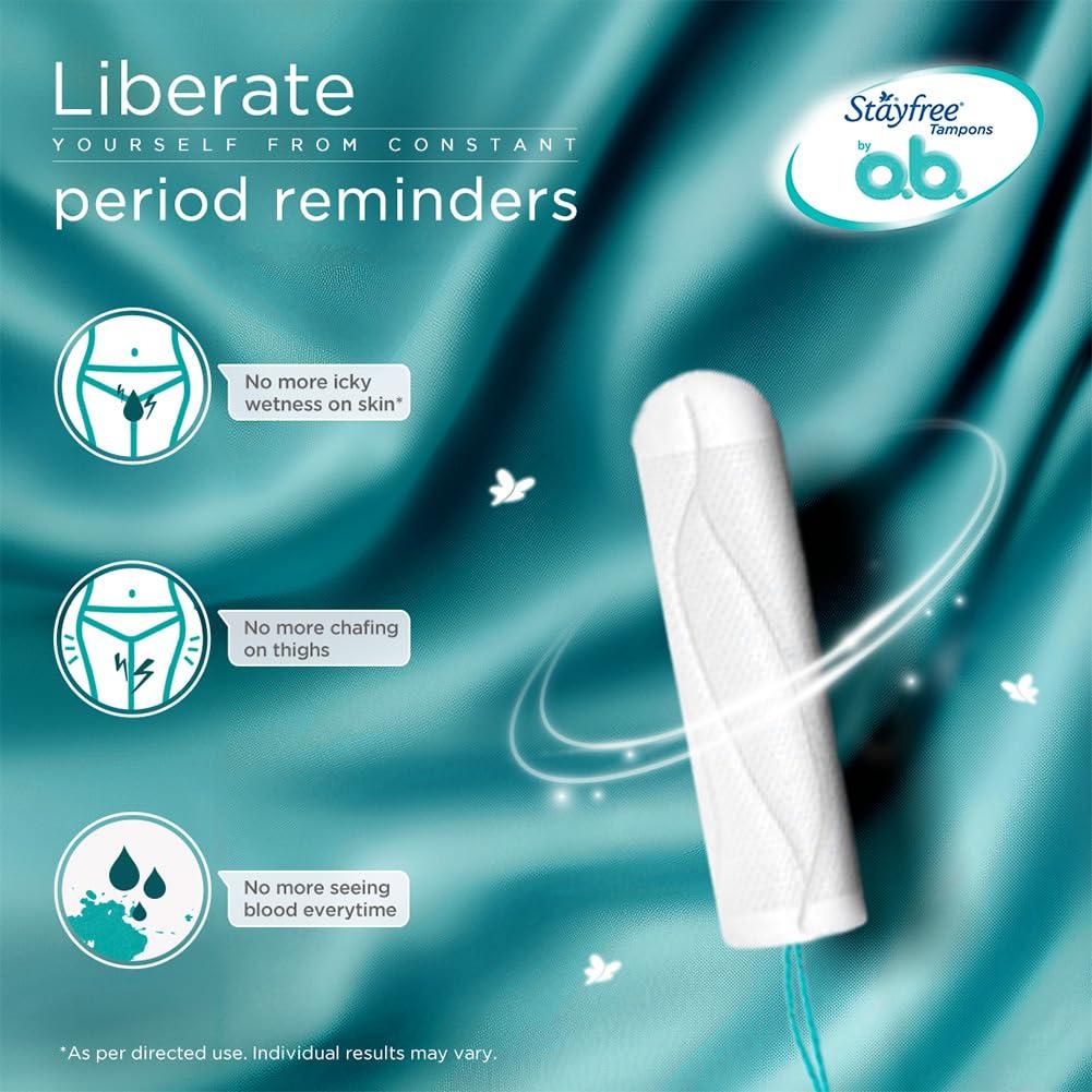 Stayfree Stayfree Tampons by OB| Normal flow|20 piece| Dynamic Fit Technology| Rashfree| No skin irritation| Upto 100% leakage protection| Silk touch technology| Stain free