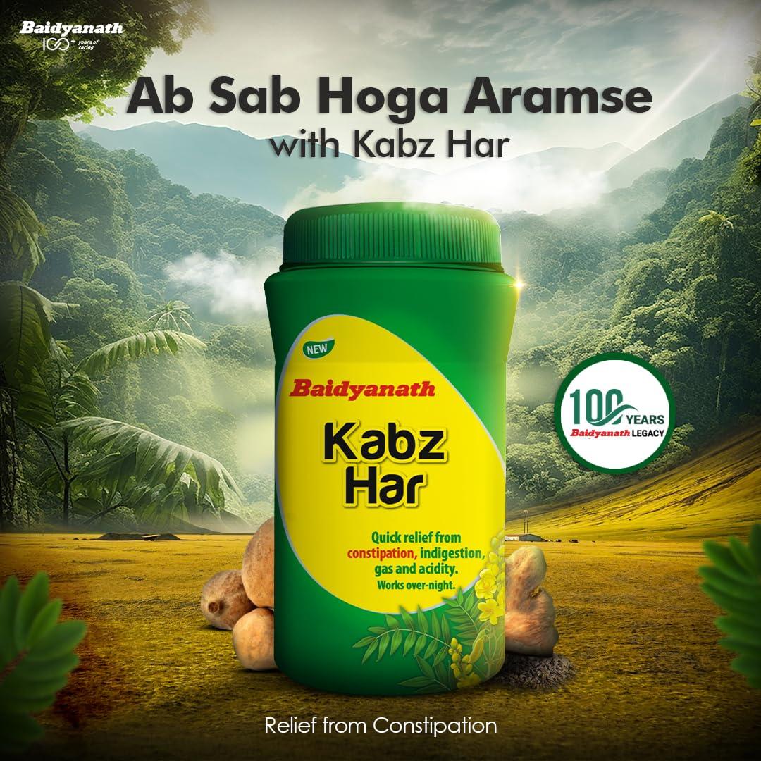 Baidyanath Baidyanath Kabz Har Ayurvedic Powder | Relieves Constipation, Gas, Indigestion & Acidity | Enriched with Sonth, Sounf, Ajwain, Choti Haritaki, Senna Leaf & 10+ Digestive Ingredients | Non-Habit Forming, No-Cramp Formula for a Healthy Digestive System