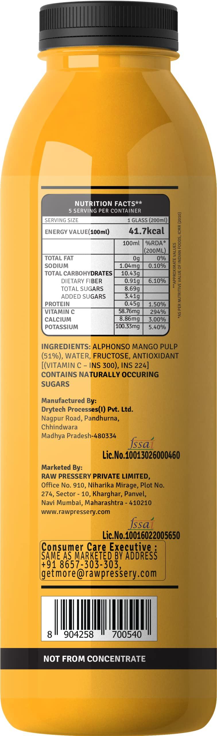 Raw Pressery Raw Pressery Alphonso Mango Juice (2 x 1000ml) Maximum Pulp (51%)