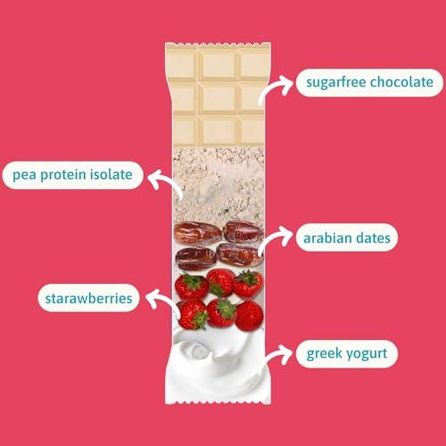 Phab Phab Assorted (Chocolate Brownie, Mocha Nut Fudge, Strawberries & Greek Yogurt) 21G Protein Bars (Pack Of 6), Fitness & Immunity With Goodness Of Dates-390 Gram