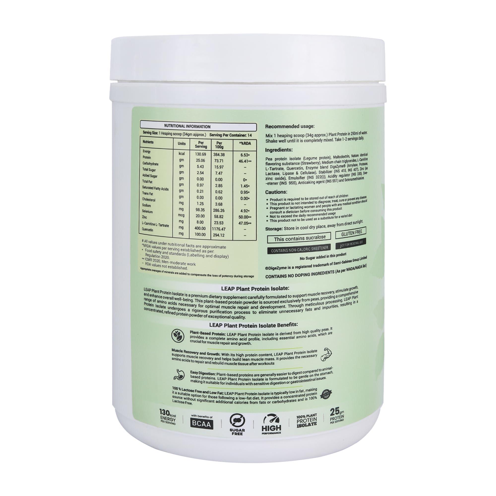 LEAP Leap Plant Protein - Pea Plant-Based Protein Powder, Gluten-Free, Metabolism Booster, Amino Acid Profile, Immunity Enhancer, Formulated in USA (Mango)