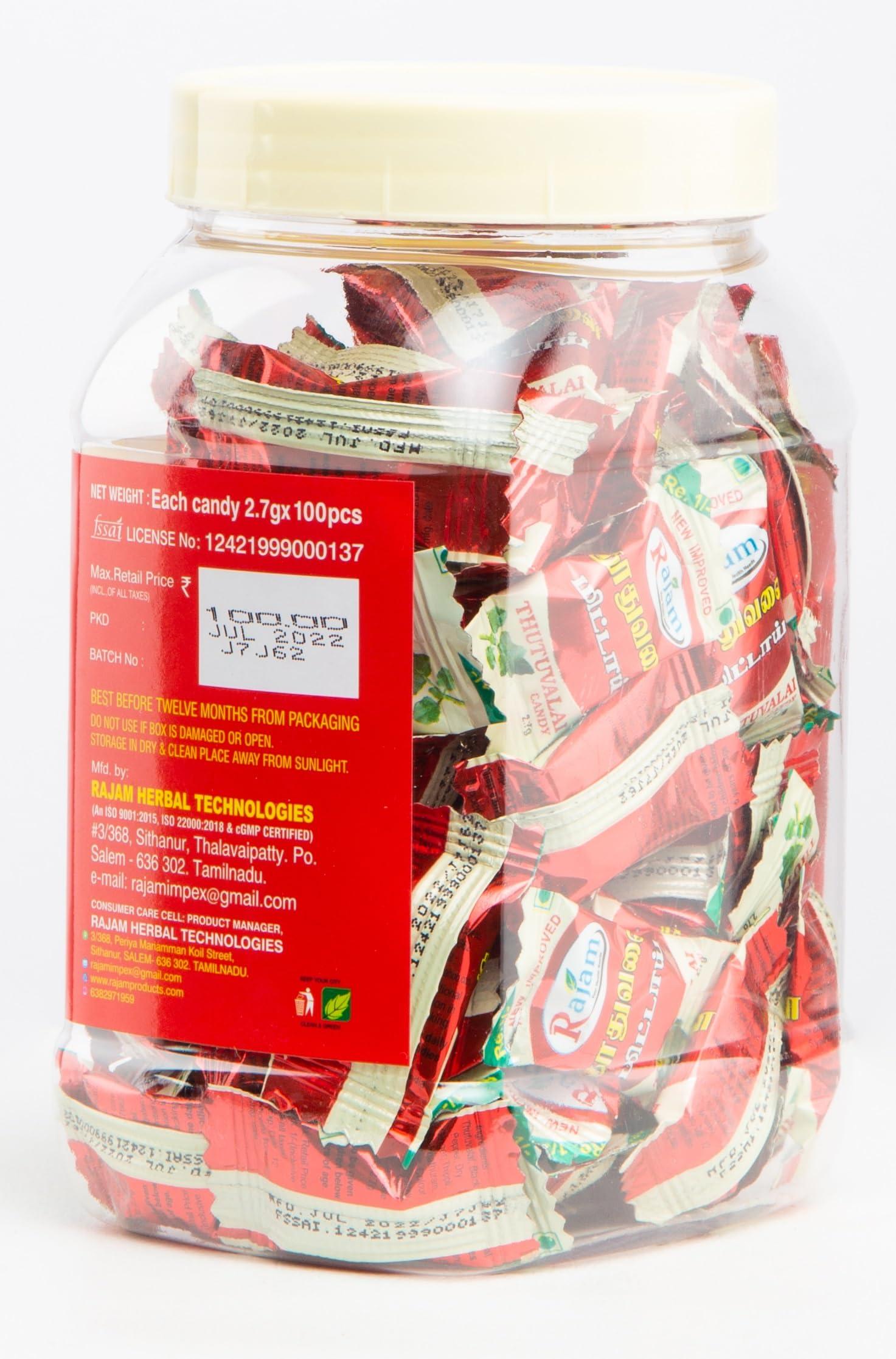 Rajam Rajam Thuthuvalai Candy 270 Gram (Rs.1 pouch * 100 candy) - Thuthuvalai Mittai