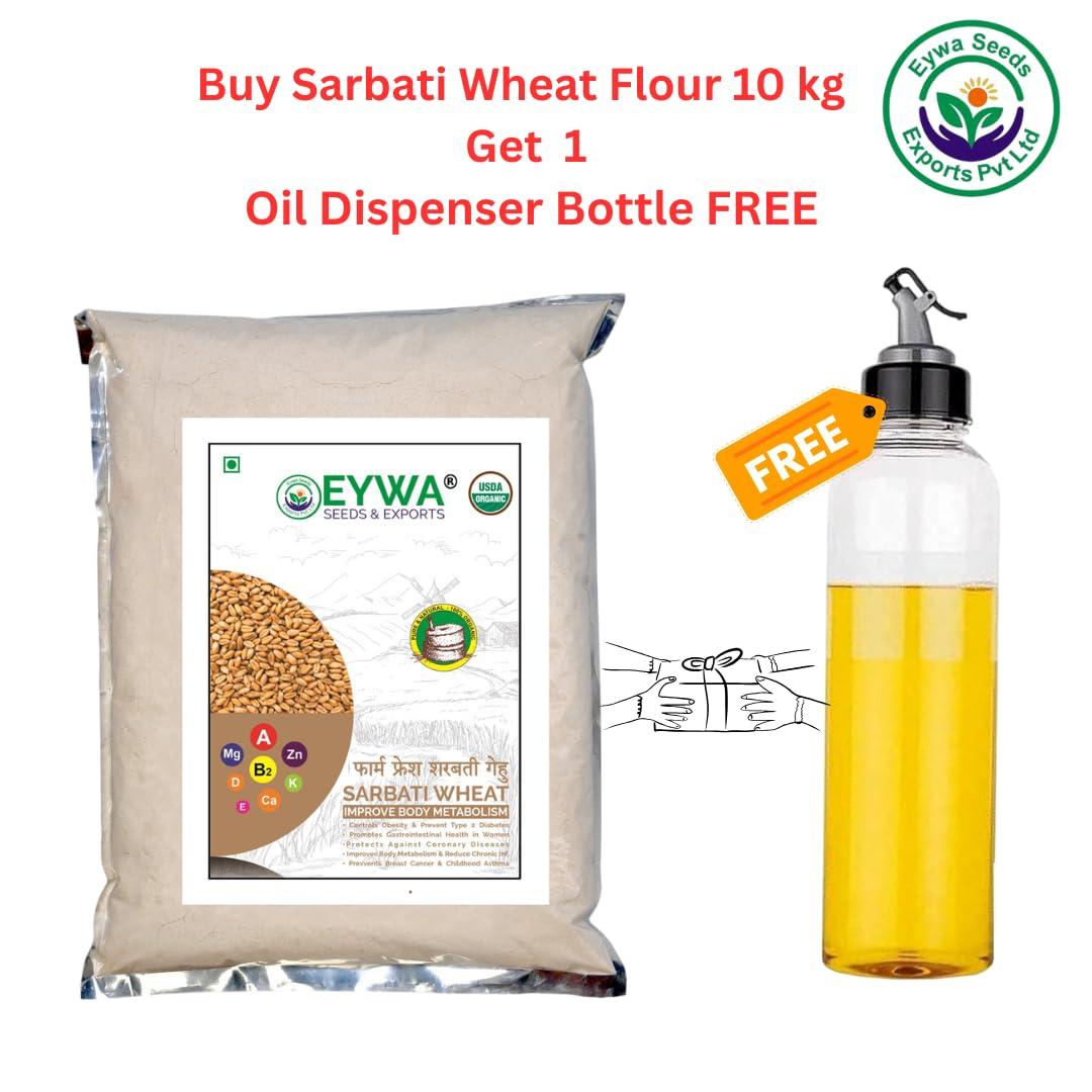 Eywa Seeds & Exports Pvt Ltd SHARBATI WHEAT FLOUR (10 KG) for eating and cooking | Pearl Millet Flour | Produce of India from Organic Farms | BY EYWA