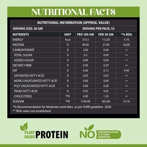 TREOWNUT TREOWNUT Soya Protein Isolate - Unflavoured Vegan Protein Supplement Powder with 27g Protein Per Serving - Perfect Plant-Based Protein Source for Vegans Fitness Enthusiasts