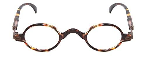 Calabria Calabria R314 Vintage Professor Oval Reading Glasses Incredibly Lightweight, Tortoise, Medium