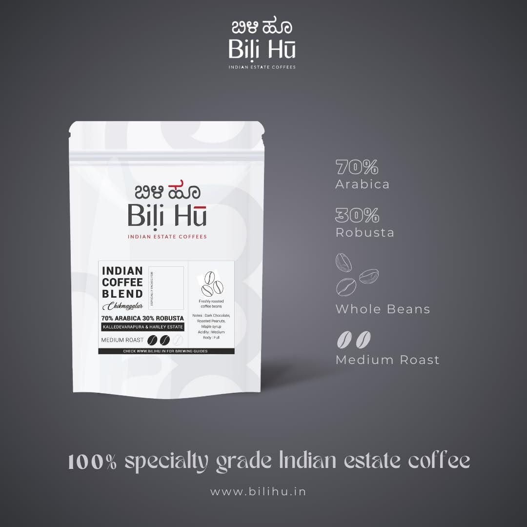 Bili Hu Bili Hu 70% Arabica 30% Robusta Blend Coffee | Whole Beans - 200G | Made with 100% Specialty Grade Arabica & Robusta Freshly Roasted Coffee Beans