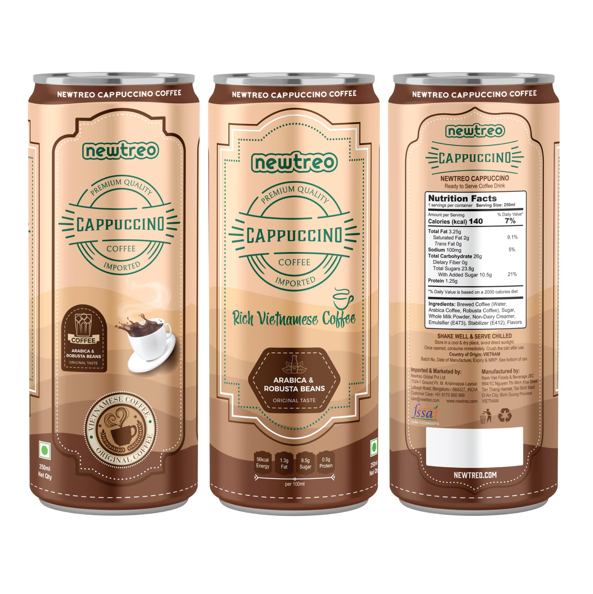 Newtreo Newtreo Vietnamese Coffee | 6 x Caffè Latte & 6 x Cappuccino Coffee Combo I Arabica & Robusta Beans | Premium Coffee Drink | Imported from Vietnam | 12 x 250ml cans