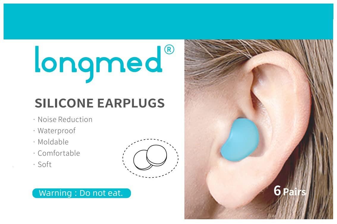 Longmed Longmed 6 Pair Pillow Soft Silicone Earplugs Waterproof Noise Cancelling Ear Plugs for Sleeping, Snoring, Swimming, Travel, Concerts and Studying