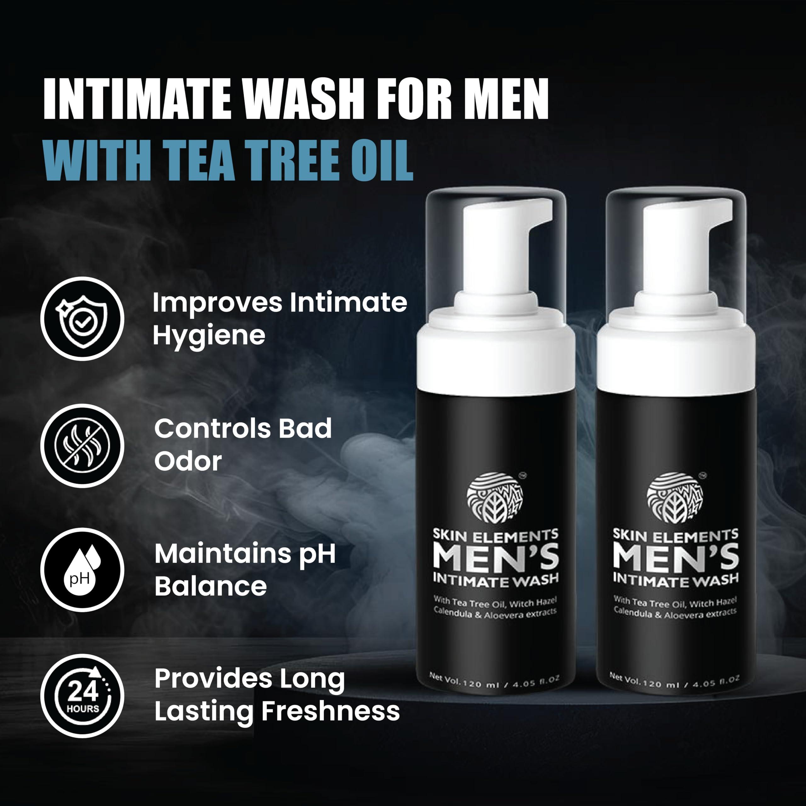 Skin Elements Skin Elements Intimate Wash for Men with Tea Tree Oil (Combo) | pH Balanced Foaming Hygiene Wash | Prevents Itching, Irritation & Bad Odor | 120 ml | Pack of 2|