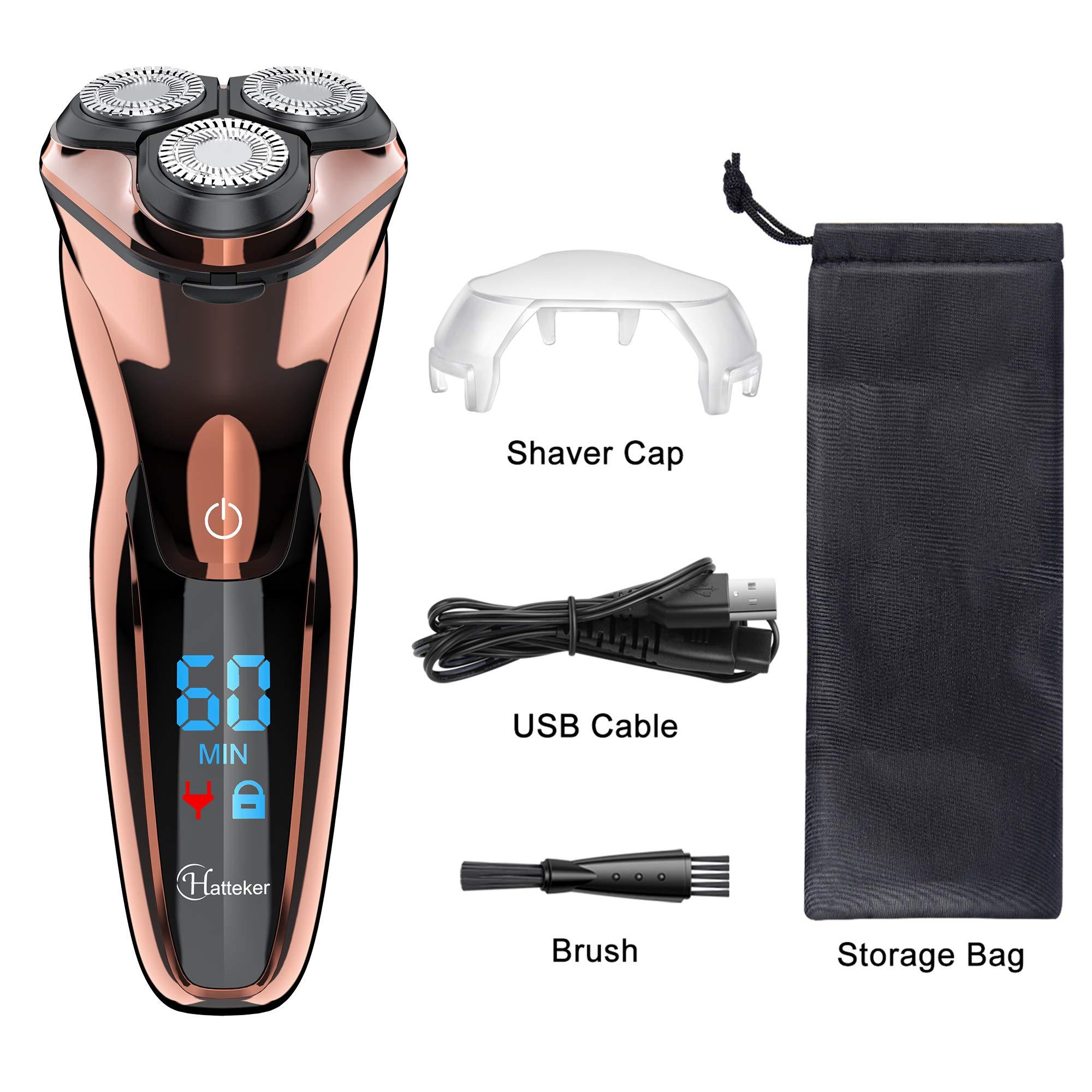 Hatteker Hatteker Electric Shaver Men Razor Rotary Shavers with Pop-up Sideburn Trimmer Waterproof Wet Dry Cordless Rechargeable