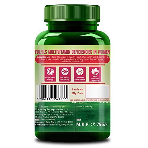 HIMALAYAN ORGANICS Himalayan Organics Whole Food Multivitamin for Women -60 Veg Capsules & Plant Based Collagen Builder for Hair and Skin with Biotin and Vitamin C - 90 Veg Capsules