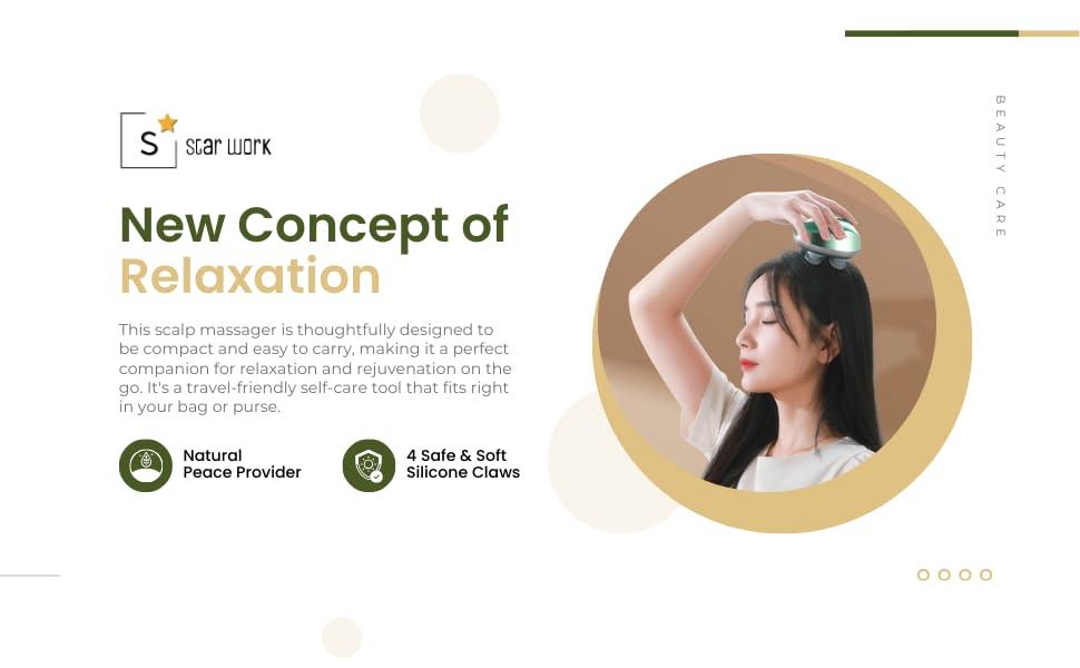 STAR WORK STAR WORK 3 In 1 Electric Scalp Massager | Portable Head Massager Electrical Handheld Head Scratcher for Body Massage, Hair Growth, and Stress Relax (ROSE GOLD)