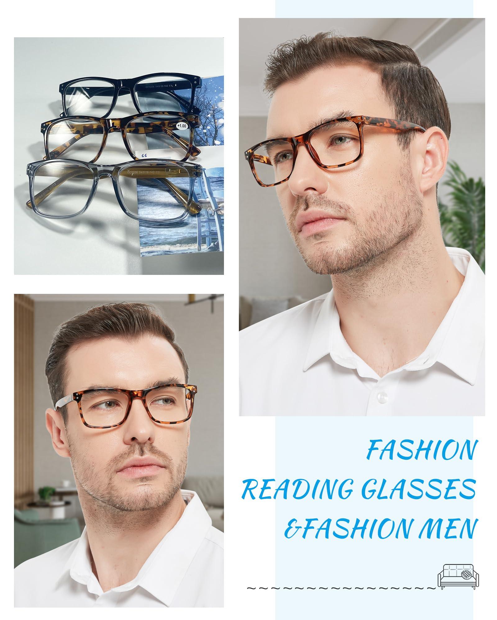OCCI CHIARI OCCI CHIARI 2.25 Reading Glasses Men Fashion Rectangle Readers Brown Eyewear(1.0 1.25 1.5 1.75 2.0 2.25 2.5 2.75 3.0 3.5 4.0 5.0 6.0)