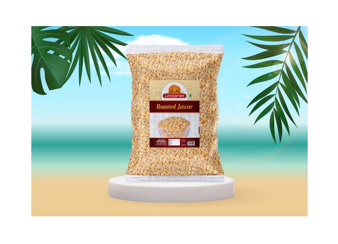 GHOTARAM Ghotaram Jowar Puffs Tasty Crunchy Puffs | Protein Puffs | Gluten Free, Low Fat Jowar | Healthy Roasted Snacks Eat Smart | Roasted Jowar Mix - Salted Puffs Bachcho Ka Favourite-300g*1Pack