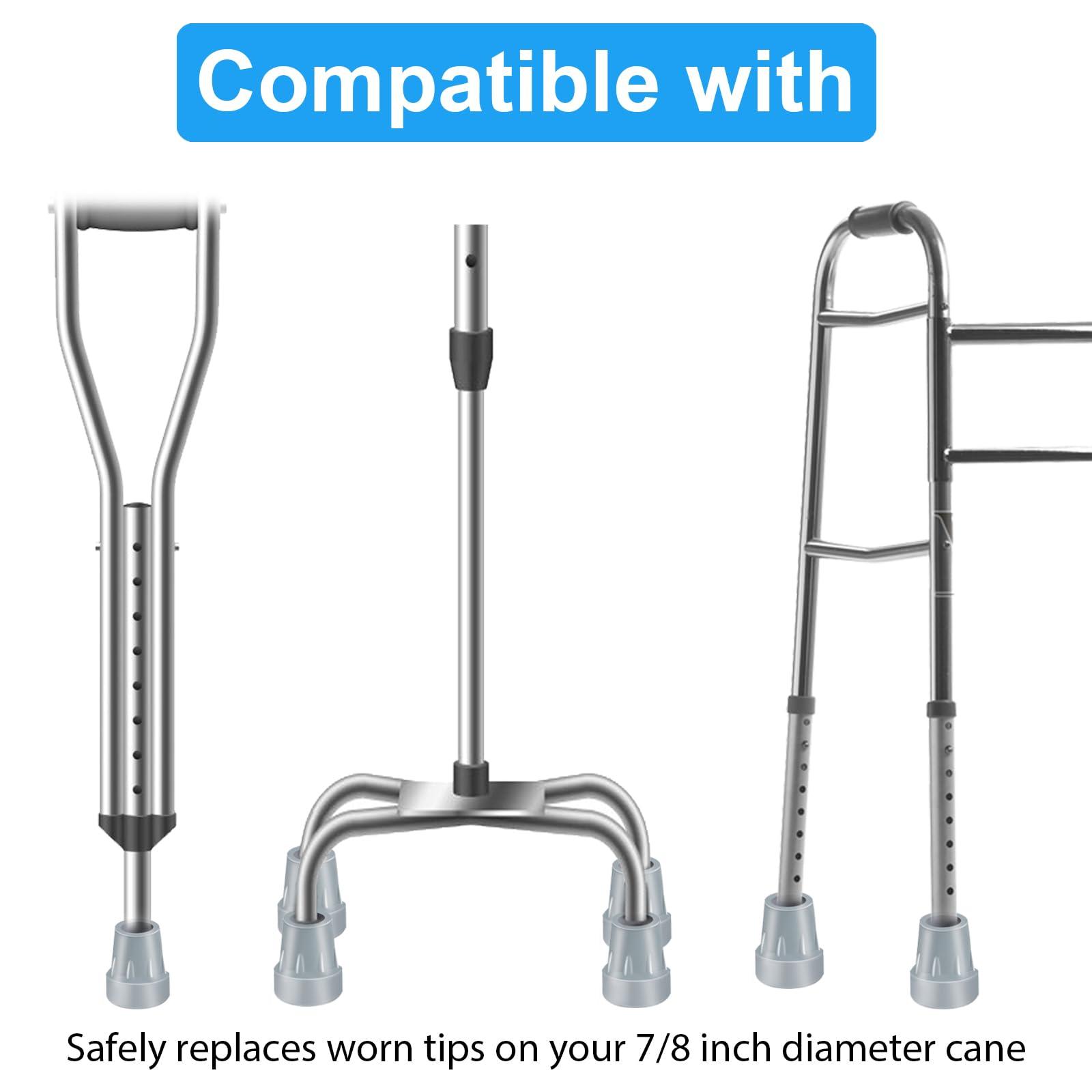 ATUOE Crutch Tips, 4 Pack 7/8 inch Heavy Duty Rubber Crutch Tips Replacement Rubber Cane Tips, Gray