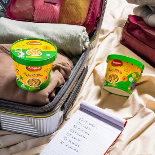 AMAJAIN Amajain Instant Sattvik Healthy Idli Sambar, Ready-to-Eat, No Added Preservatives, No Added Flavours, Jain-Friendly, 90g (Pack of 2)