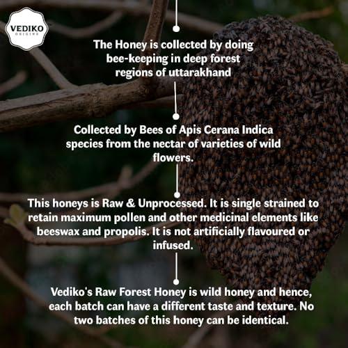 Vediko Origins Vediko Origins Farm Fresh Raw Forest Honey (500 Gm) | 100% Pure And Natural Unprocessed Single Origin Basil Honey | Respiratory Booster