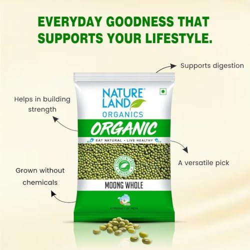 NATURELAND ORGANICS Natureland Organics Moong Sabut / Whole Daal 500 Gm - Organic Healthy Pulses