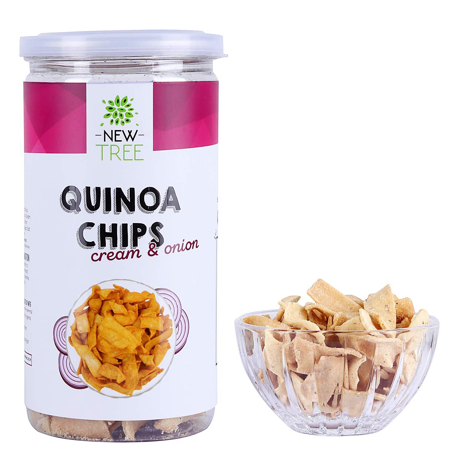 New Tree New Tree Quinoa Chips Cream & Onion 225gms, Gluten Free Snacks
