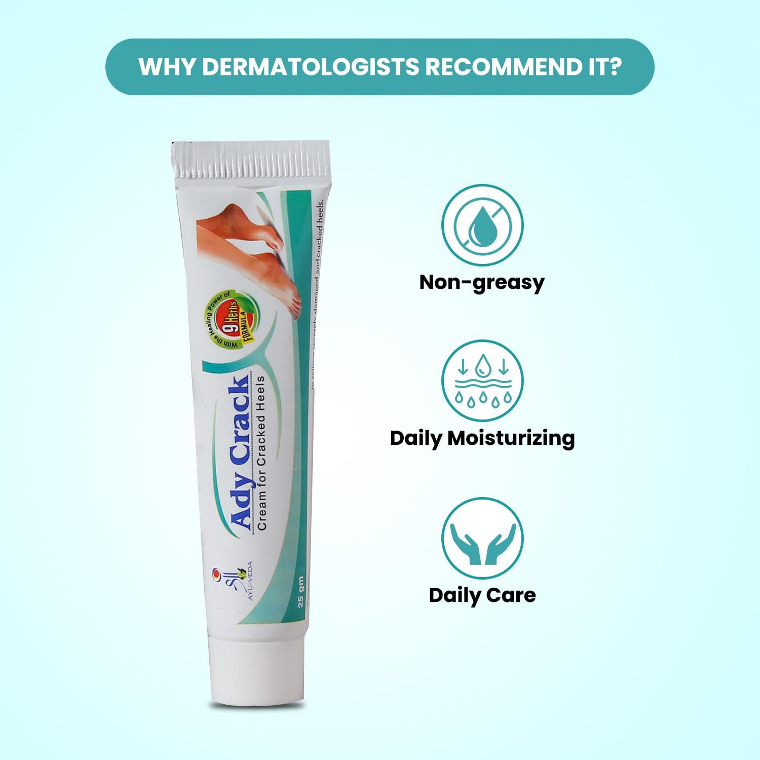 LABOLIA Shree Ayu-Veda Ady Crack Cream, Foot cream, For Dry & Cracked Feet, Moisturizes & Soothes Feet, Heel Repair, Chapped Skin | 9 Herbs Formula - 5 x 25g (pack of 5)