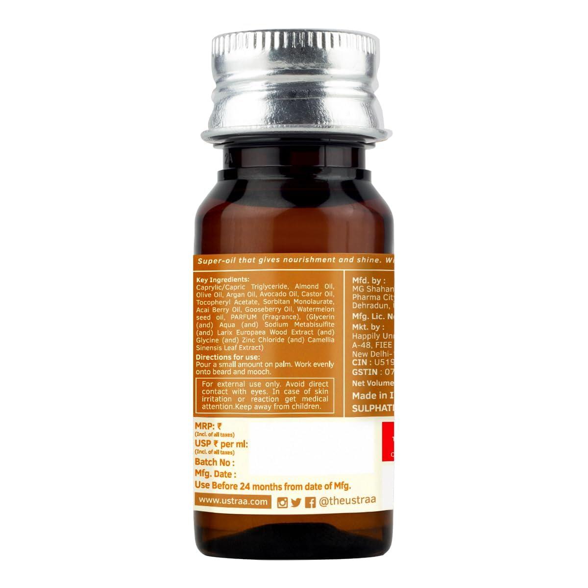 Ustraa Ustraa Beard Growth Oil - 35ml - More Beard Growth, With Redensyl, 8 Natural Oils including Jojoba Oil, Vitamin E, Nourishment & Strengthening, No Harmful Chemicals