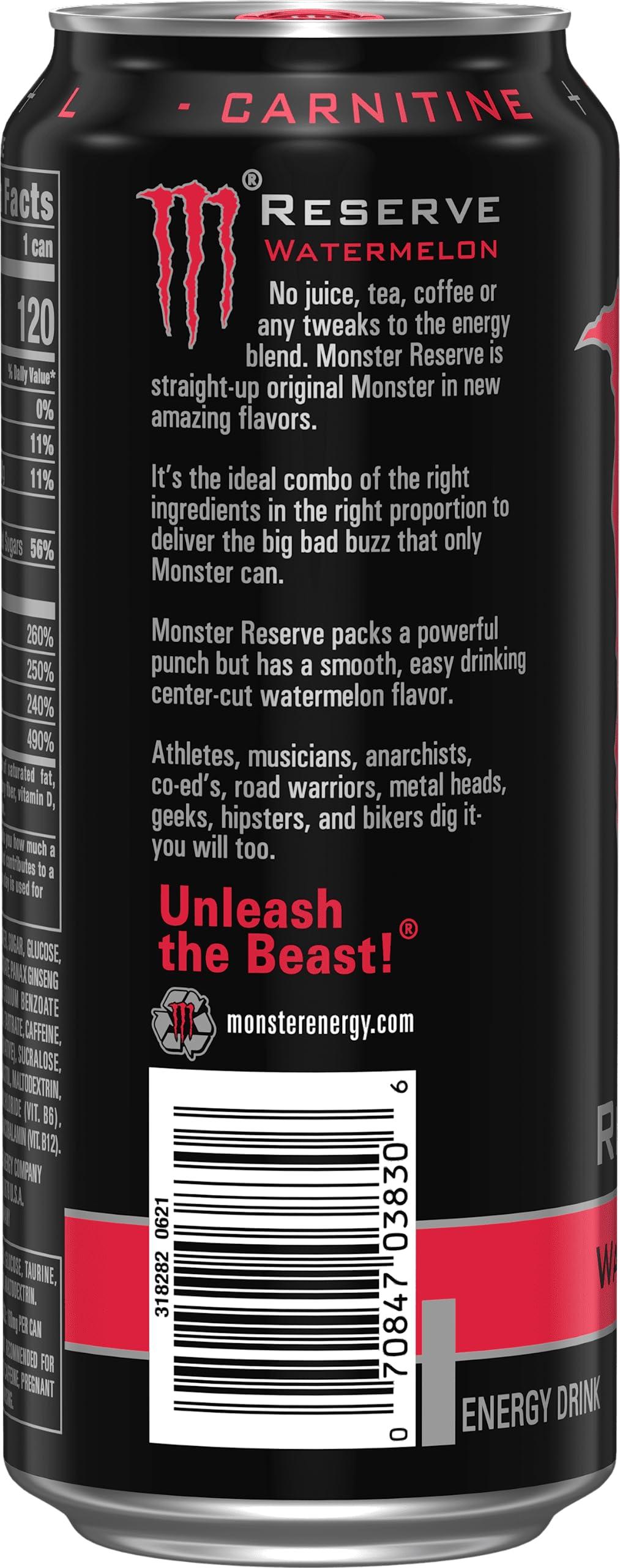 Monster Energy Monster Reserve Watermelon, Red, Carbonated Energy Drink 500ml (Pack Of 12)