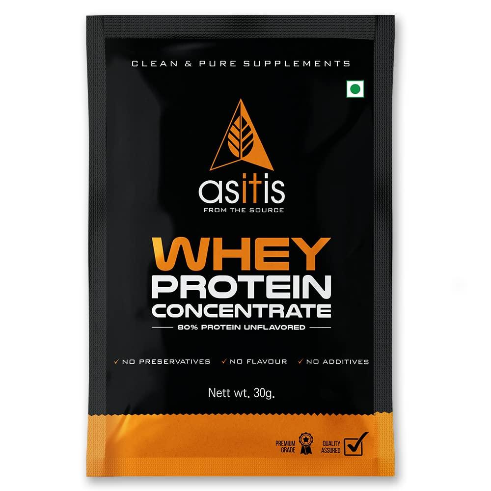 Asitis Nutrition Asitis Nutrition As-It-Is Nutrition Whey Protein Concentrate 80%, Single Serving Sachet 3 Units With Shaker, Pack of 1