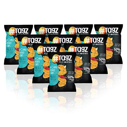 TagZ TAGZ Popped Potato Chips | Not Fried, Not Baked , No Cholesterol | Healthy Snack from TagZ Flavor - Masala Trekkin I10 Packs ( 440g)