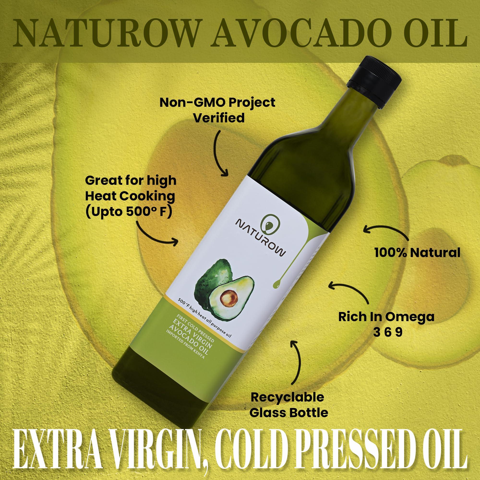 Naturow Naturow Extra Virgin Avocado Oil | Cold Pressed | 100% Natural | Keto and Paleo Diet Friendly | Homemade Sauces, Dressings and Marinades (500ml | 16.9fl oz)