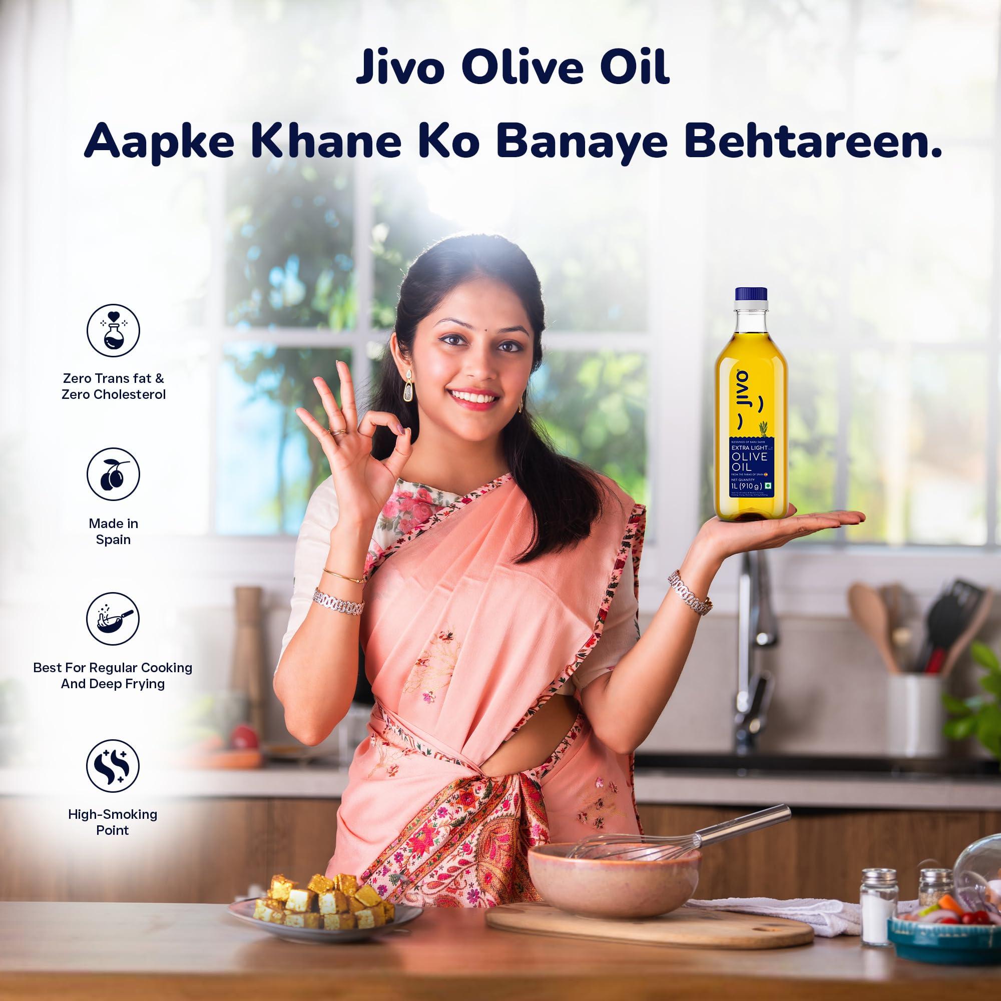 JIVO Jivo Extra Light Daily Cooking Olive Oil 3 Litre | Pack of 3 ( 1 Litre each) Recommendable Quality Healthy Cooking Oil | Good for Indian Cooking and Frying |