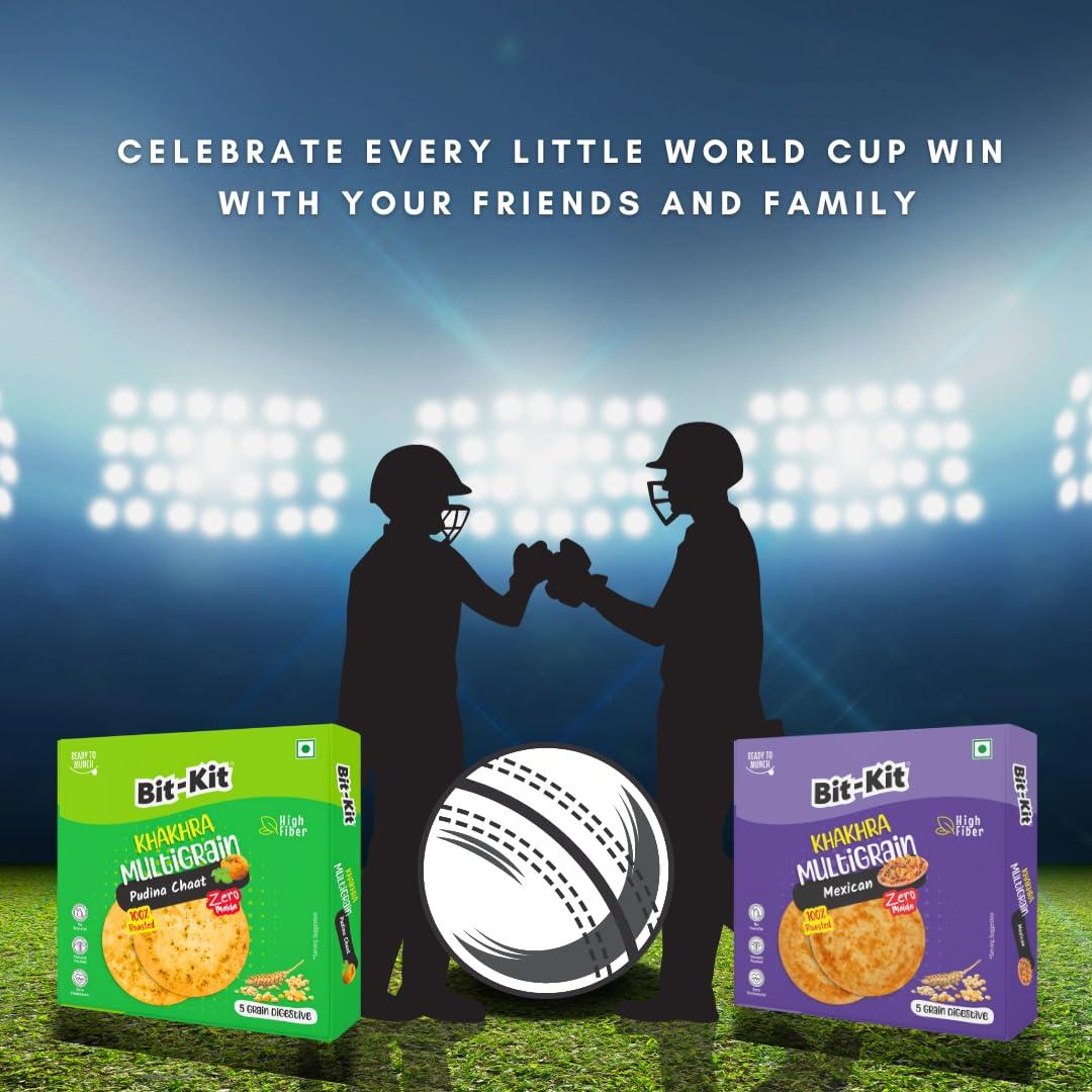 Bit-Kit Bit Kit Multigrain Pudina Chaat Regular Khakhra | 100% Roasted Thins Low-Calorie Tea Time Snacks | High-Fibre Crunchy Diet Khakhra | Cholesterol-free Diet Khakhra - Pack of 4