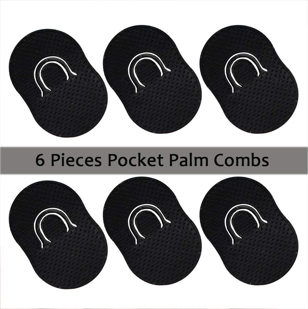 Vandorla 6 PCS Pocket Palm Combs, Portable Mens Hair Brush, Shampoo Combs Pocket Scalp Massager Brush, Soft Palm Brush for Men Short Hair, Black