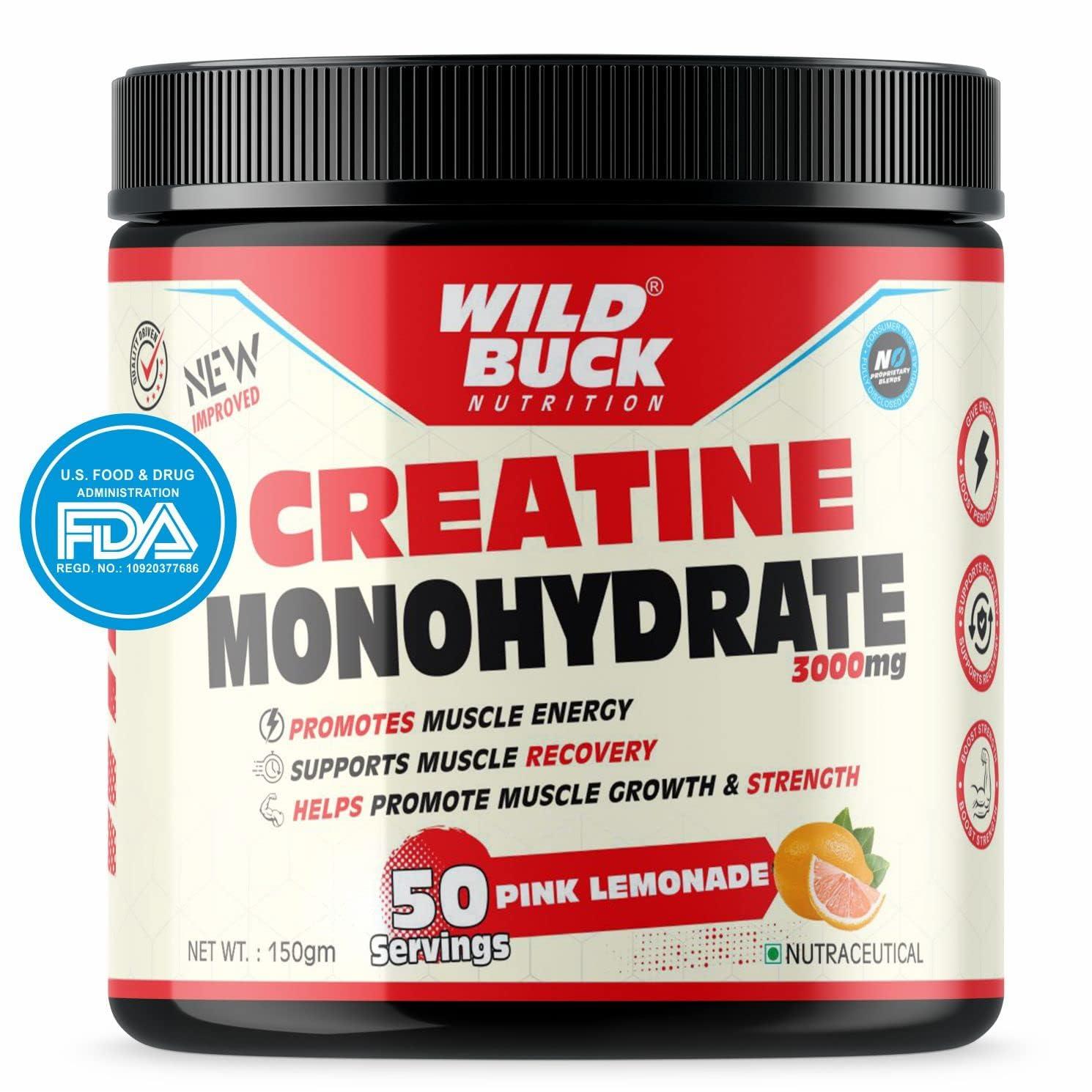WILD BUCK WILD BUCK Wild Pre-X3 Hardcore Pre-Workout Supplement Powder, Energy Drink Monohydrate, Men,Women [30-60 Servings, Pina Colada, 255G] + Reduce Fatigue, [50 Servings, Pink Lemonade]